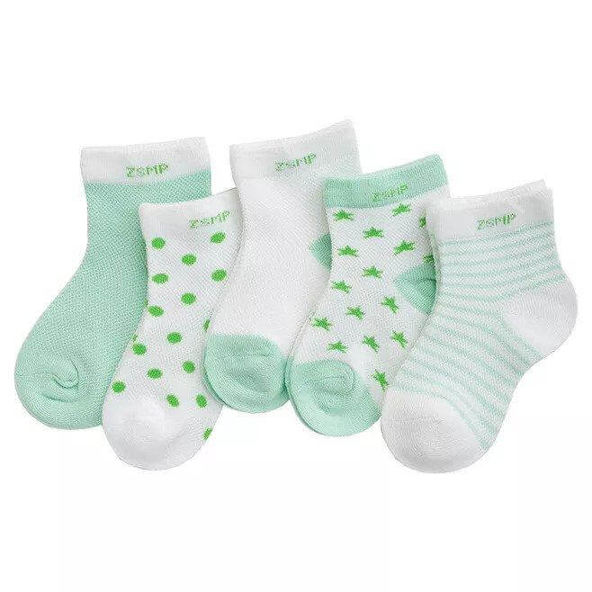 5 Pairs Children's Socks Cotton Kids Summer Mesh Socks Ultra-thin Breathable Stars and Moon - Beltbuy Store