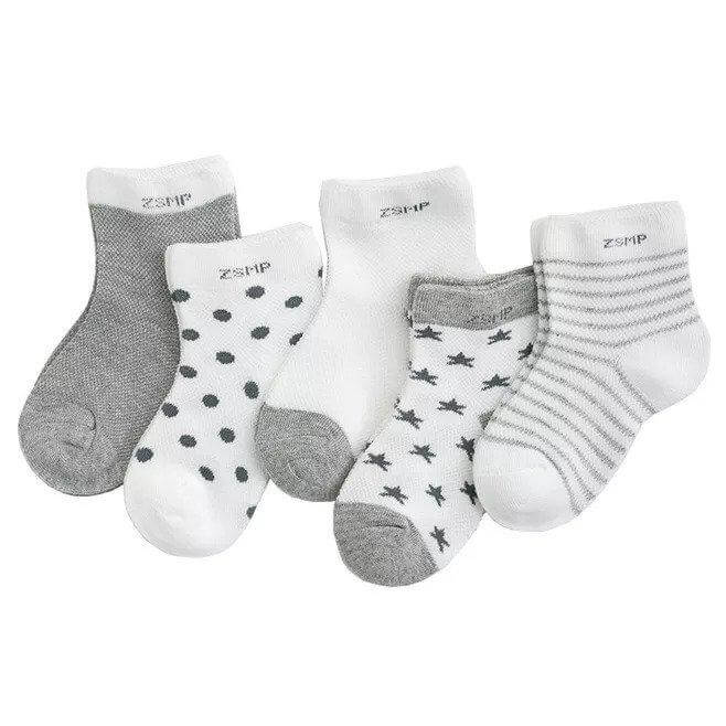5 Pairs Children's Socks Cotton Kids Summer Mesh Socks Ultra-thin Breathable Stars and Moon - Beltbuy Store