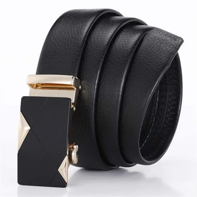 Men Leather Ratchet Slide Belt with Click Buckle 1 1/4" in Gift Set Box - Adjustable Trim to Fit