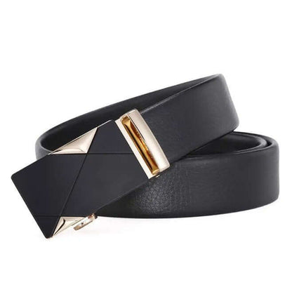 Men Leather Ratchet Slide Belt with Click Buckle 1 1/4" in Gift Set Box - Adjustable Trim to Fit