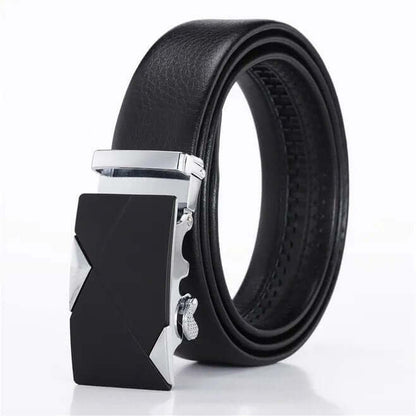 Men Leather Ratchet Slide Belt with Click Buckle 1 1/4" in Gift Set Box - Adjustable Trim to Fit