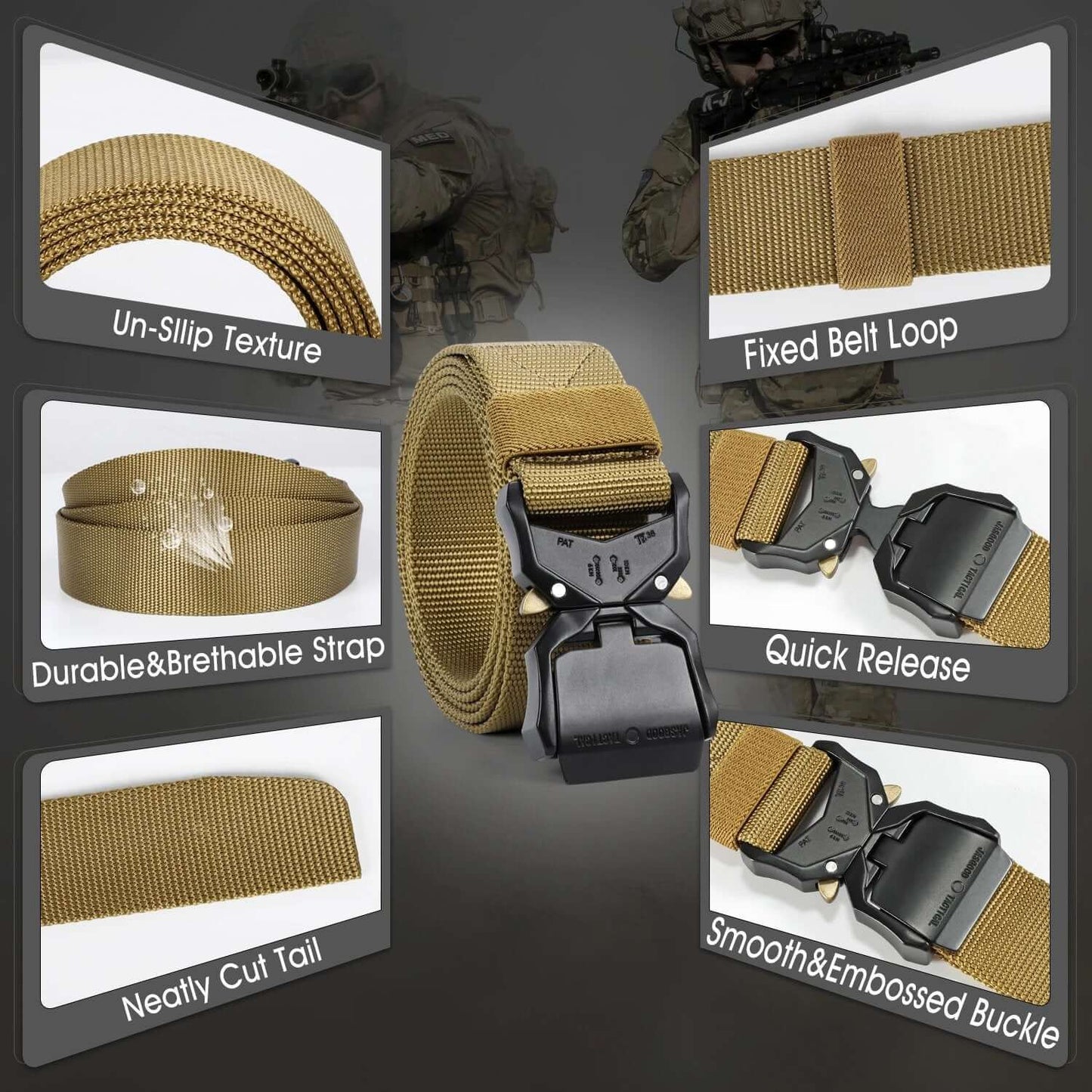 Men Nylon Belt Military Use Web Tactical Belt Heavy-Duty Quick-Release Metal Buckle - Beltbuy Store