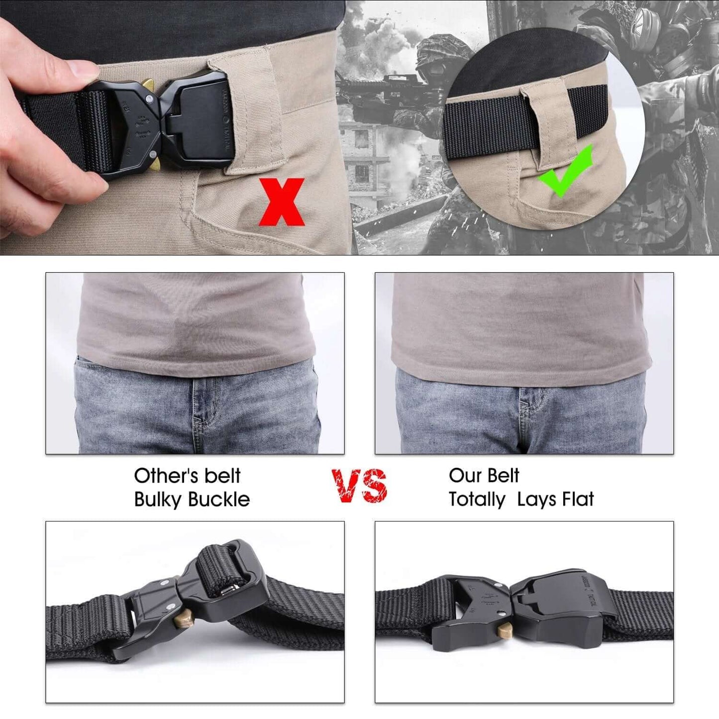 Men Nylon Belt Military Use Web Tactical Belt Heavy-Duty Quick-Release Metal Buckle - Beltbuy Store
