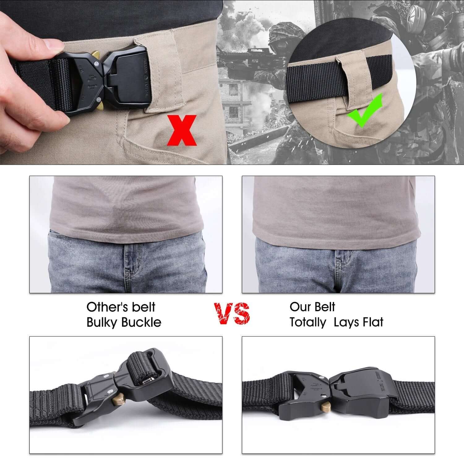 Men Nylon Belt Military Use Web Tactical Belt Heavy-Duty Quick-Release Metal Buckle - Beltbuy Store