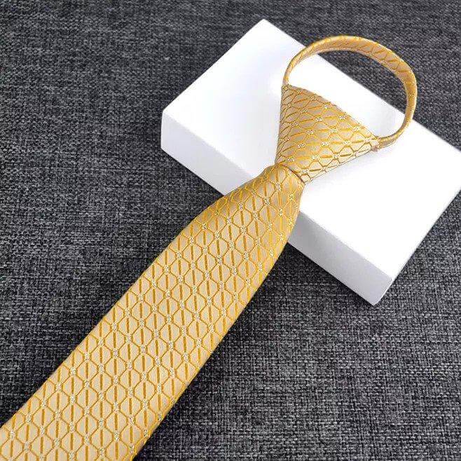 Men's Tie For Formal Wear Business 7CM British Korean Casual Yellow Married Lazy Student Shirt Zipper Tie Trend - Beltbuy Store