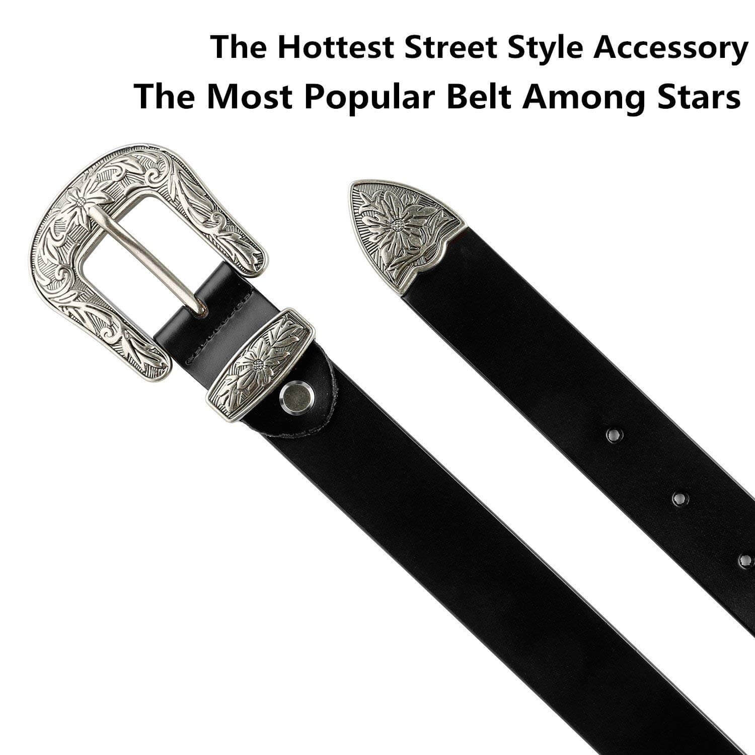 Women Vintage Western Design Black Waist Belt for Pants Jeans Dresses - Beltbuy Store